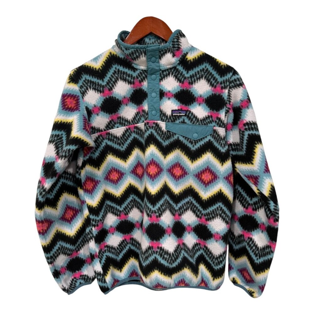 PATAGONIA Synchilla Girls XXL/16-18 Snap-T Fleece Pullover Jacket Aztec Pattern